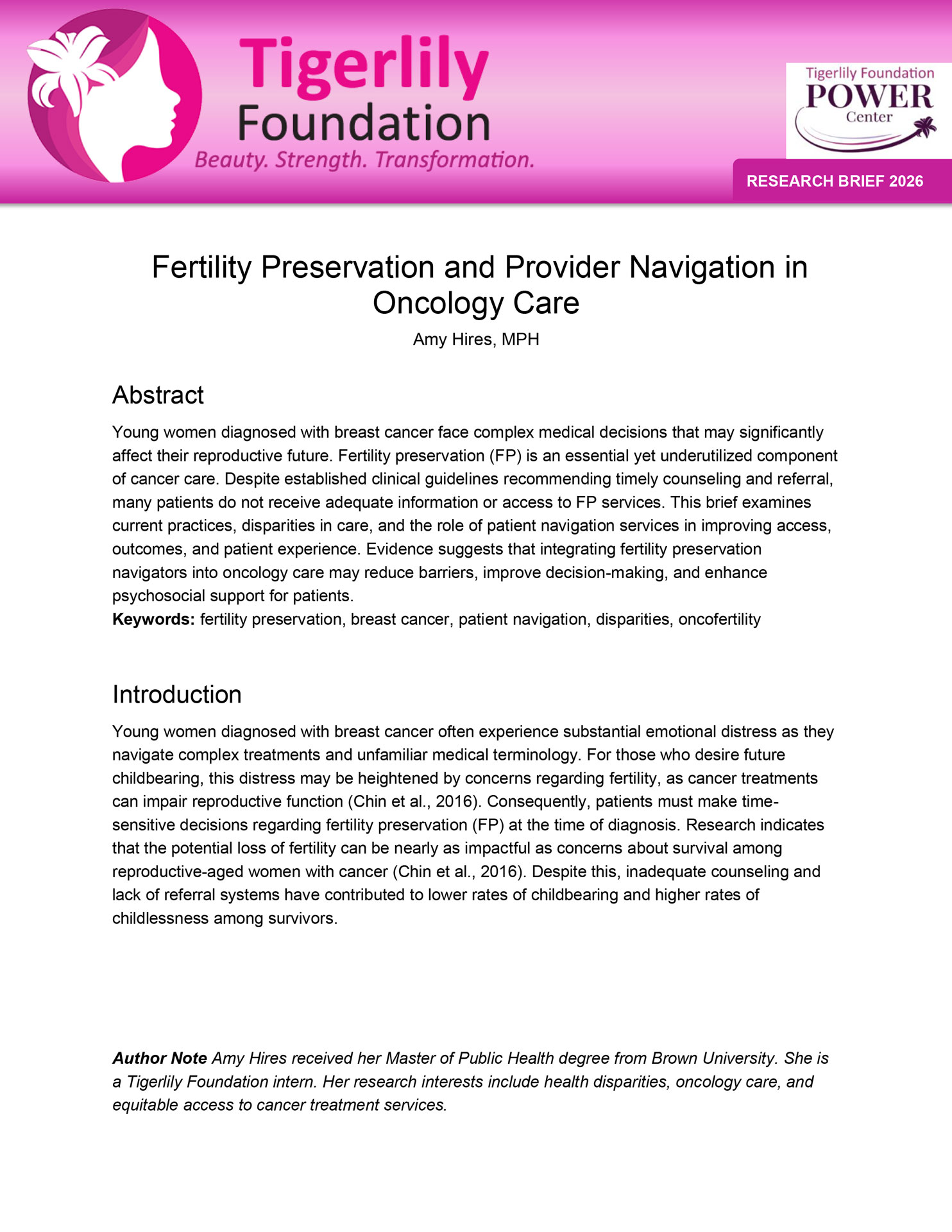 Fertility Preservation and Provider Navigation in Oncology Care